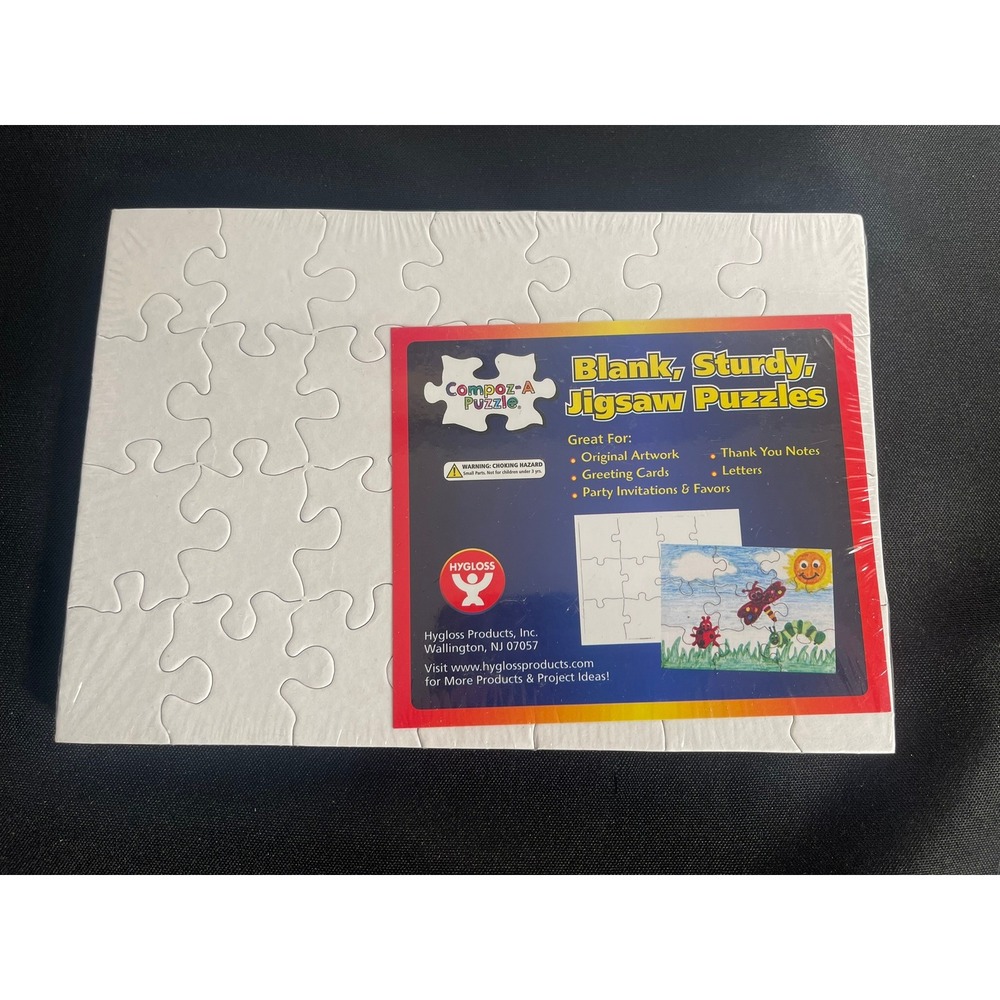 Hygloss Compoz-A-Puzzle Blank White Jigsaw Puzzles 12 Pack 28 Pieces 5.5x8 96222